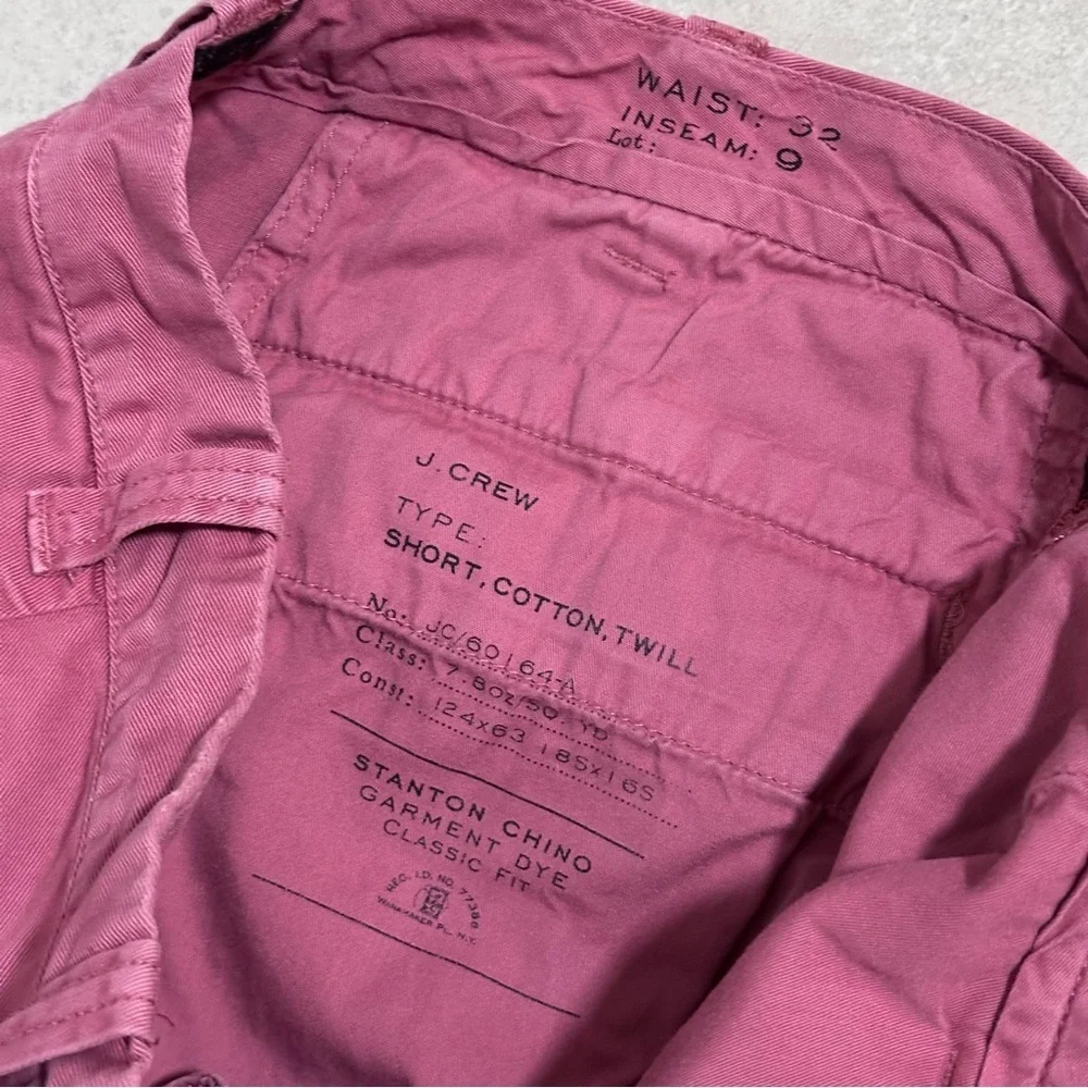 J.Crew Men Pink Twill Stanton Chino‎ Shorts Classic Fit size 32.